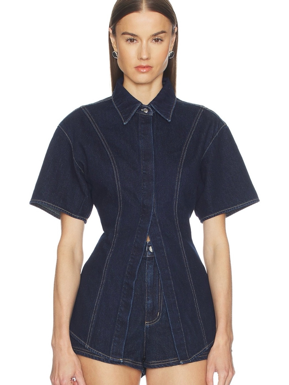 The Watson Short Sleeve Shirt in Dark Indigo - Nakedvice / Revolve